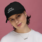 Organic Cotton Embroidered Baseball Cap — Customizable Text, Various Colours