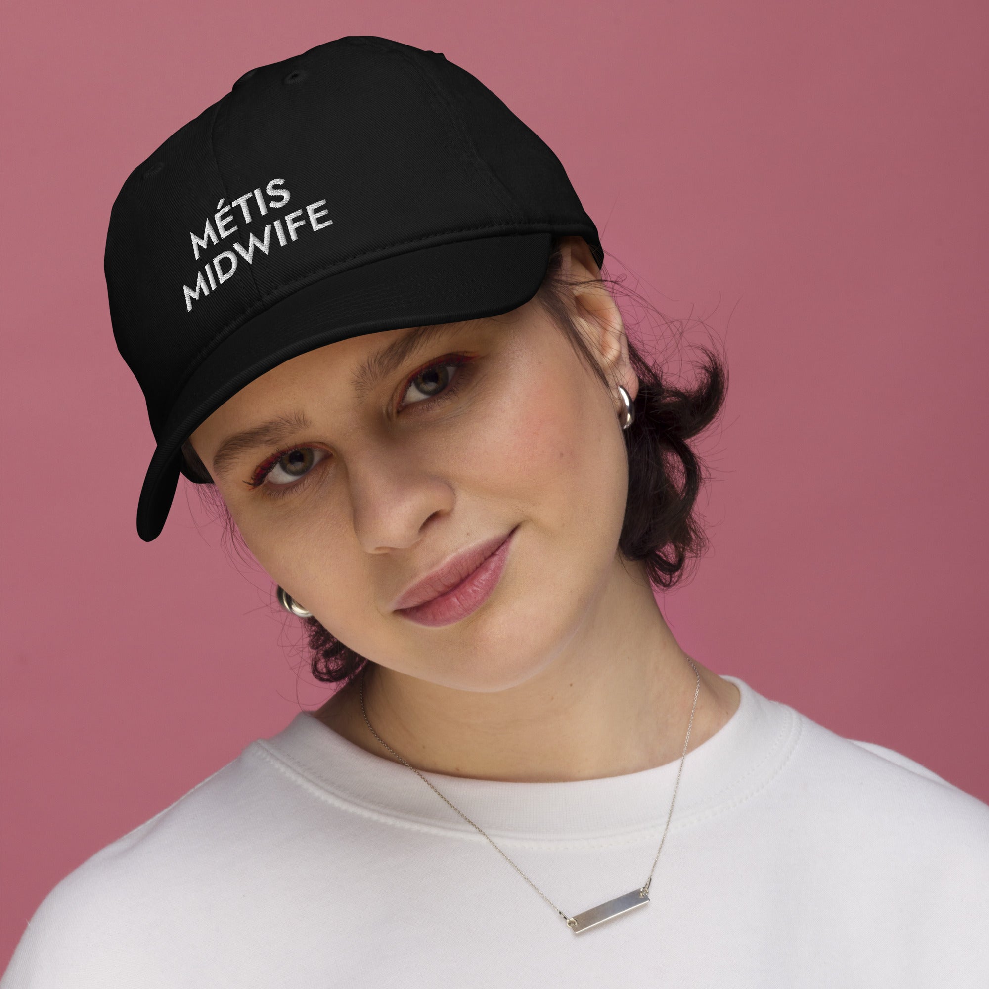 Organic Cotton Embroidered Baseball Cap — Customizable Text, Various Colours