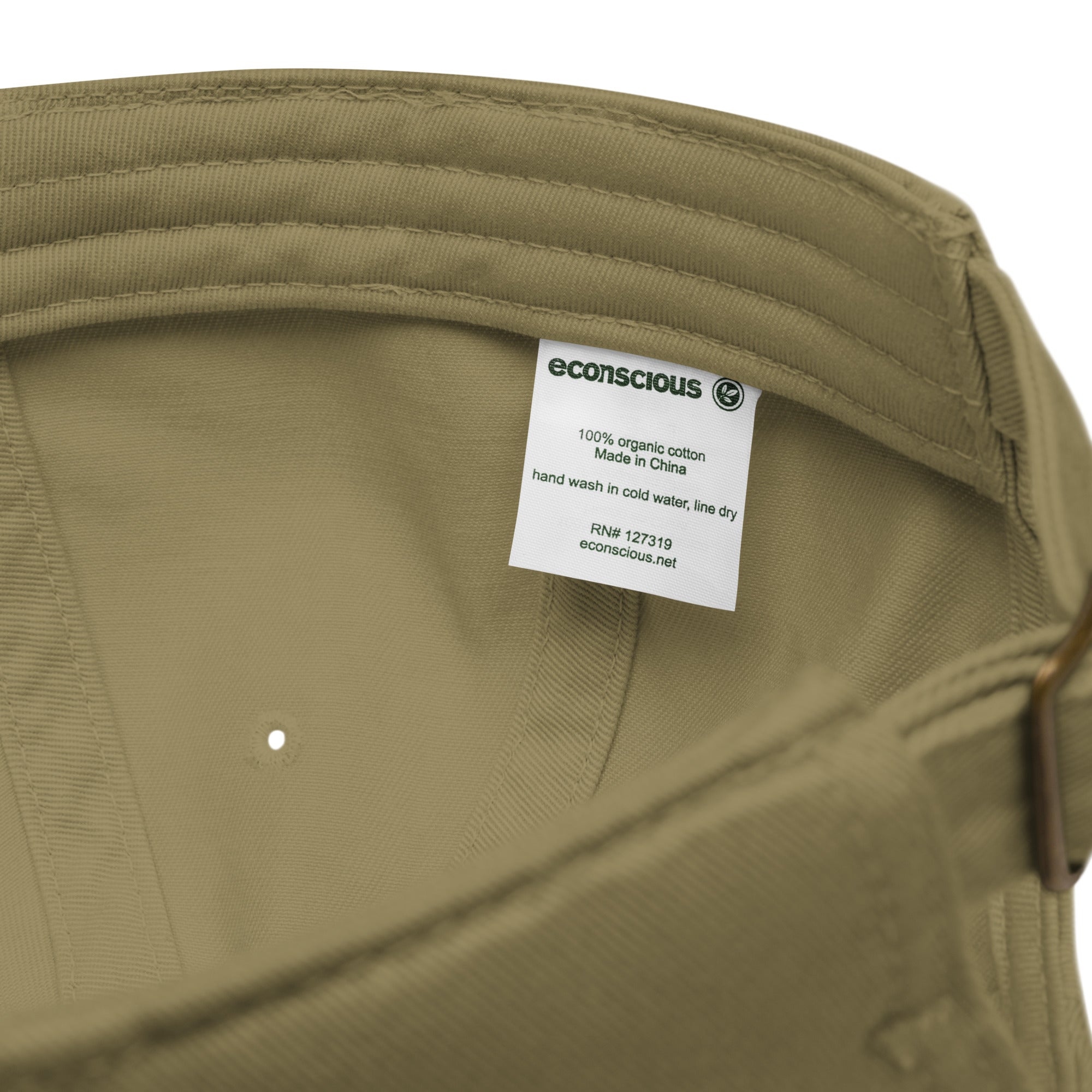 Organic Cotton Embroidered Baseball Cap — Customizable Text, Various Colours